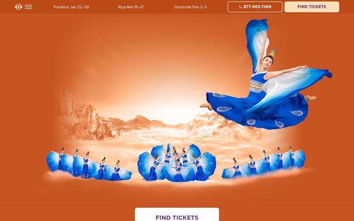 Skjermbilde av shenyun.com