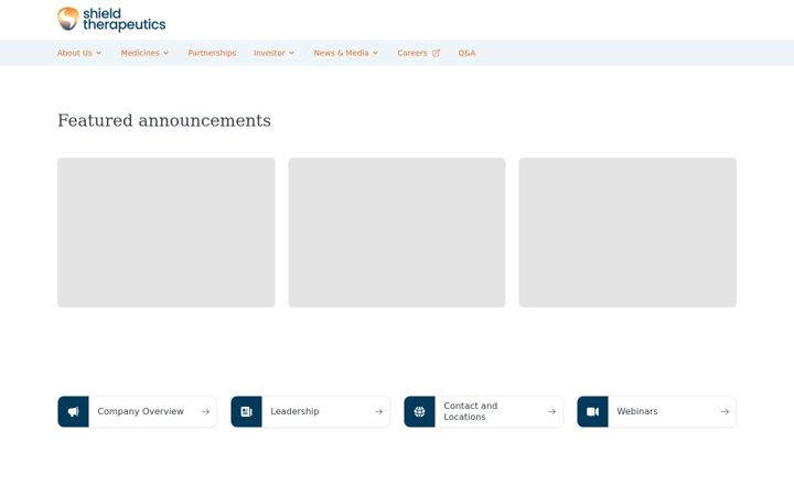 Screenshot of shieldtherapeutics.com