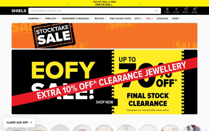 Screenshot of shiels.com.au
