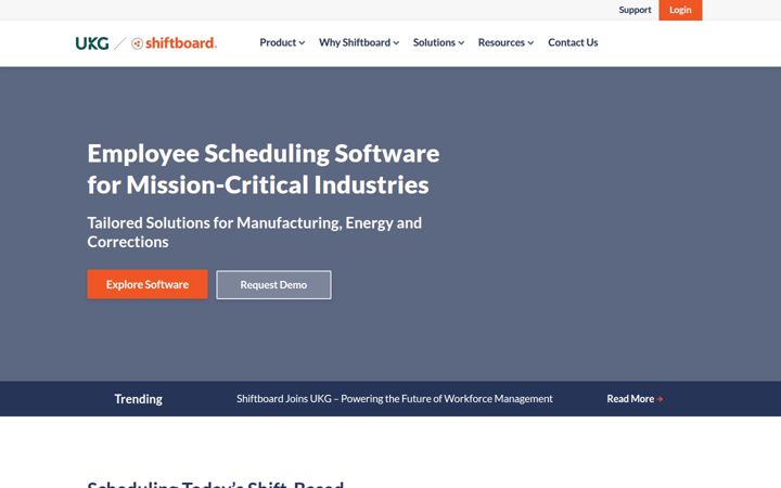 Snímek obrazovky shiftboard.com
