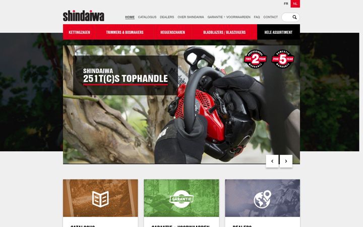 Skærmbillede af shindaiwa.be