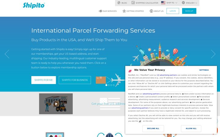 Screenshot of shipito.com