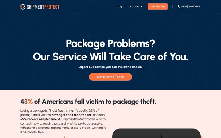 Screenshot of shipmentprotect.com