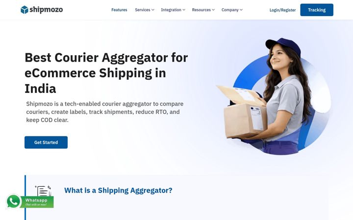 Screenshot of shipmozo.com