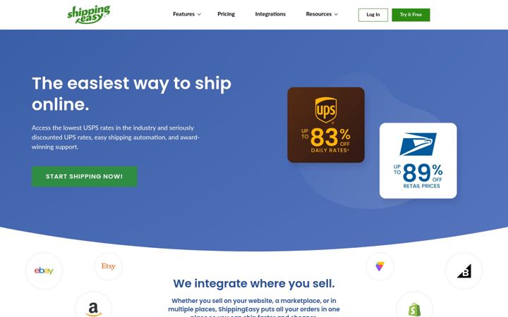 Screenshot of shippingeasy.com