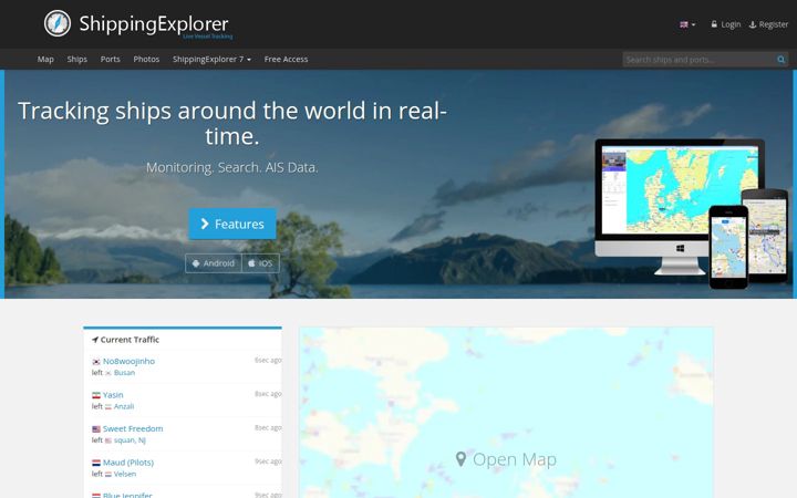 Screenshot of shippingexplorer.net
