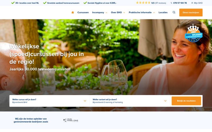 Snímek obrazovky sho-horeca.nl