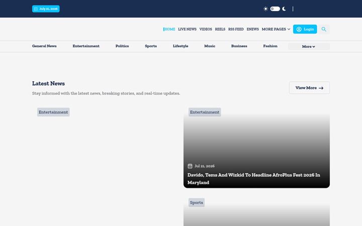 Screenshot of shobiztv.com