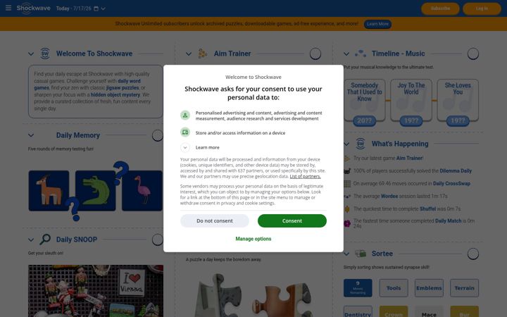 Screenshot van shockwave.com