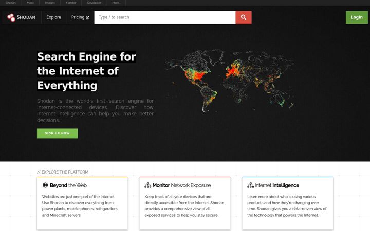 Screenshot di shodan.io
