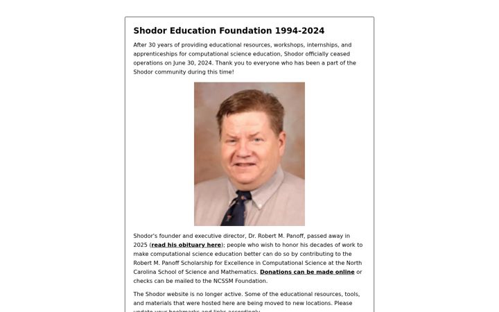 Screenshot of shodor.org