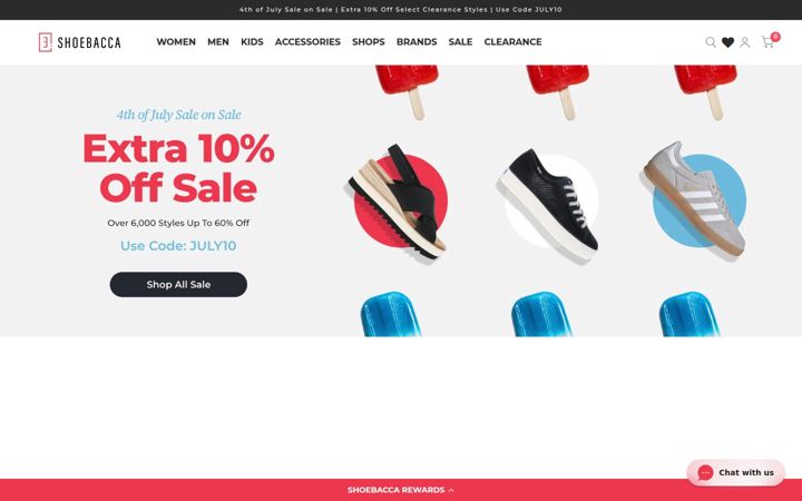 Screenshot of shoebacca.com