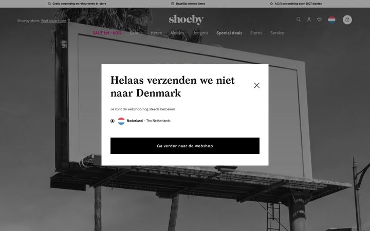 Screenshot of shoeby.nl