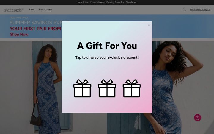 Screenshot of shoedazzle.com