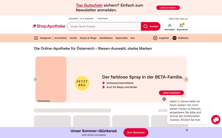 Screenshot of shop-apotheke.at