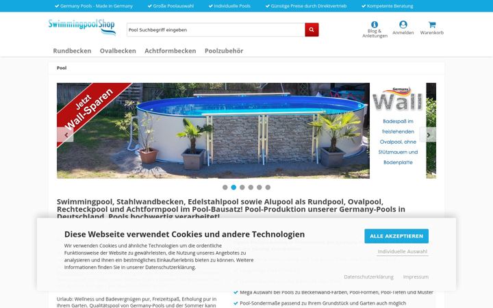 Ekraanipilt saidist shop-swimmingpool.de