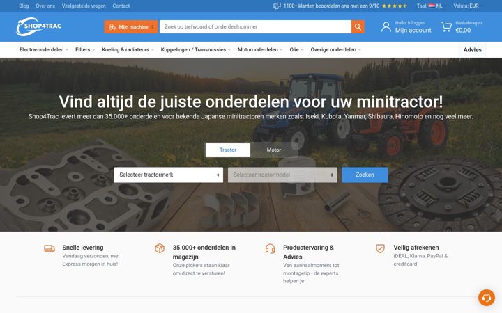 Screenshot of shop4trac.com