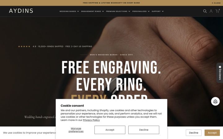 Screenshot of shopaydins.com