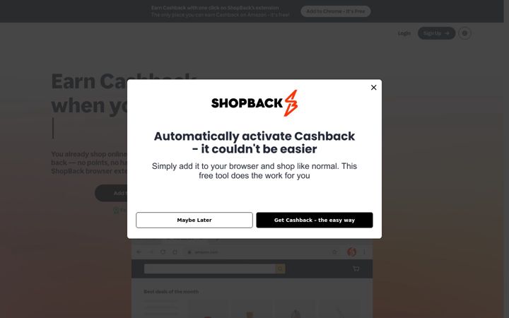 Screenshot stránky shopback.com