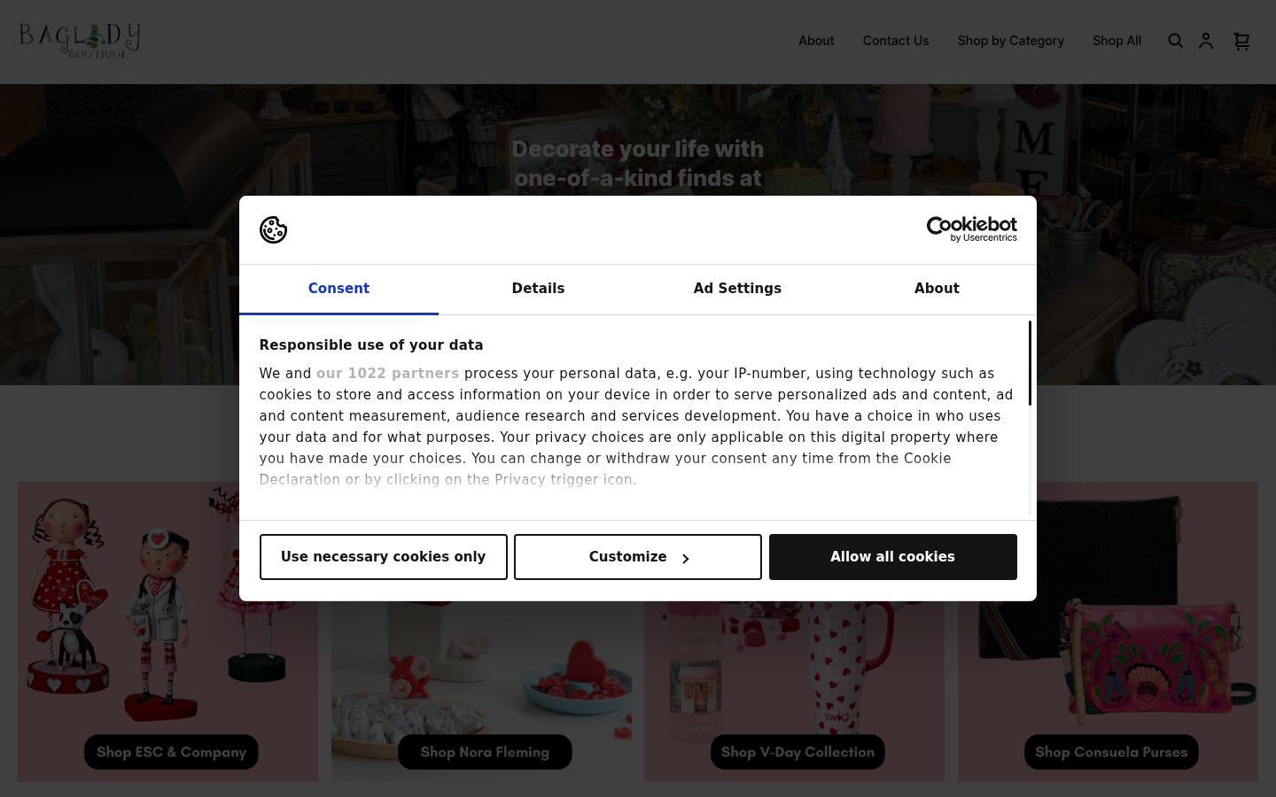 Screenshot of the consent banner shown before any interaction