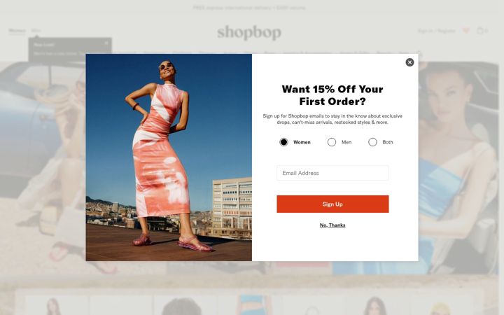 Ekrānuzņēmums no shopbop.com