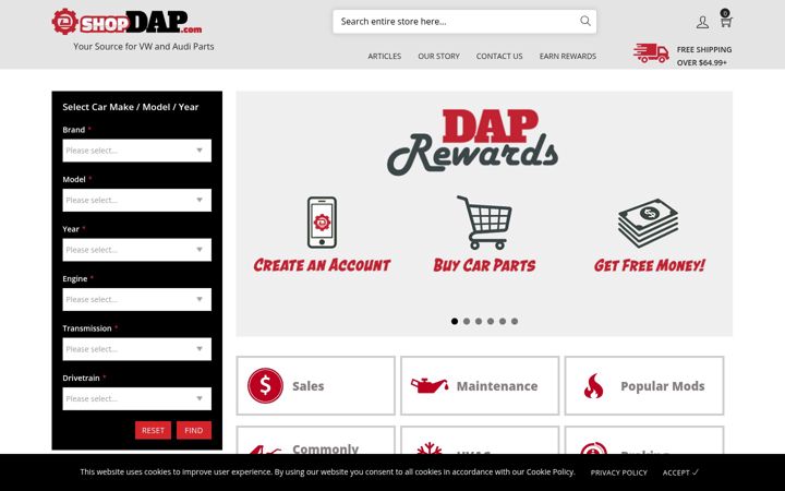 Screenshot of shopdap.com