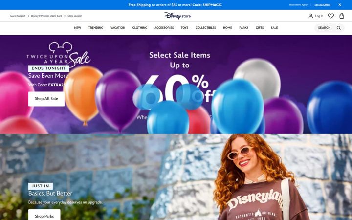 Екранна снимка на shopdisney.com