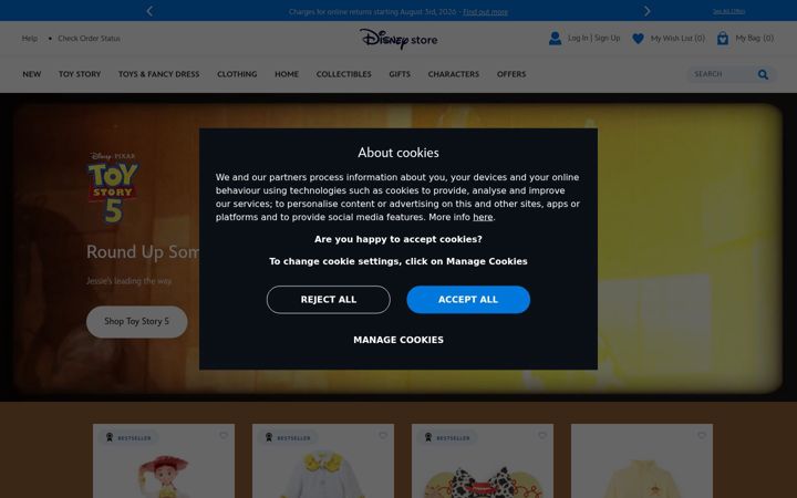 Screenshot of shopdisney.eu