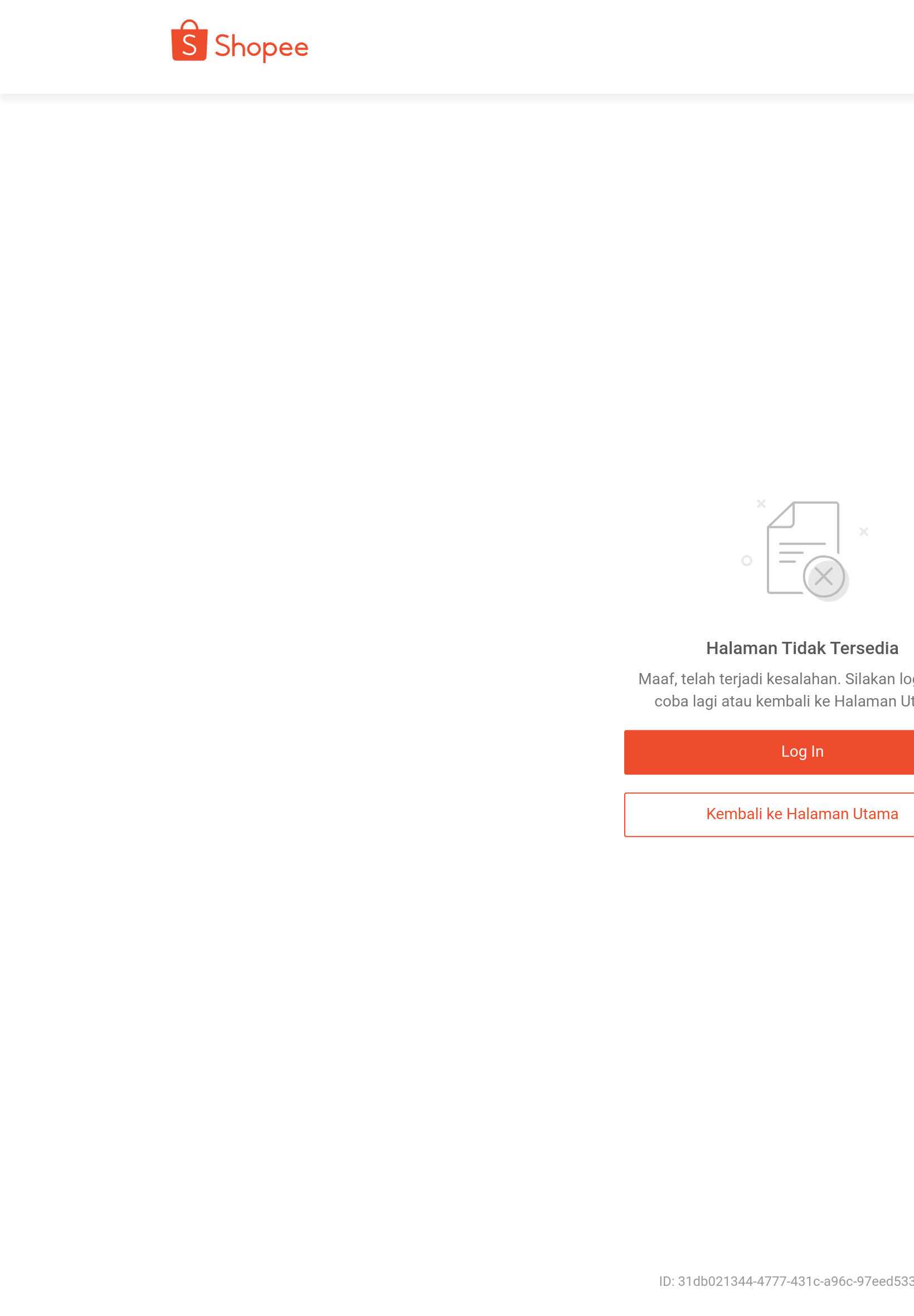 Tablet screenshot of shopee.co.id