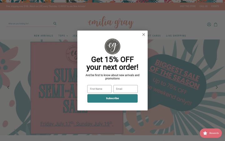 Screenshot of shopemiliagray.com