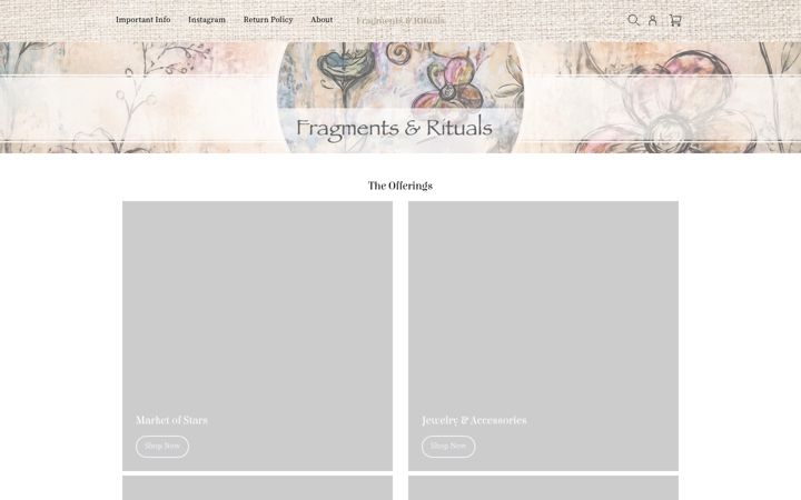 Screenshot stránky shopfragmentsandrituals.com