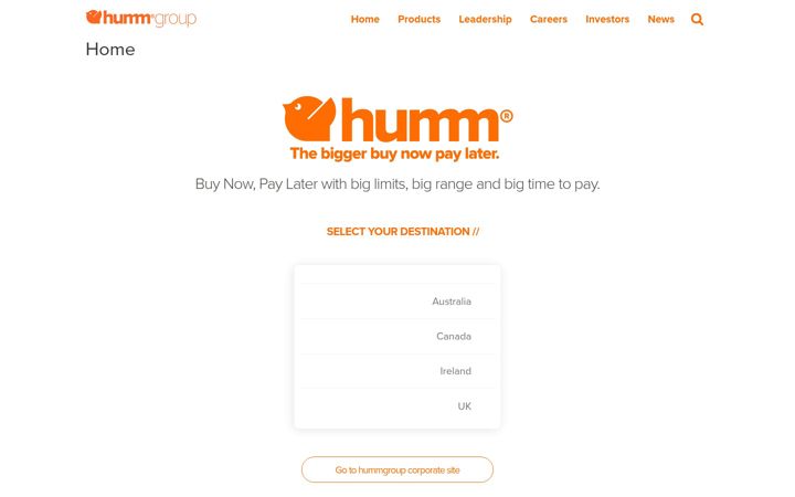 Screenshot of shophumm.com