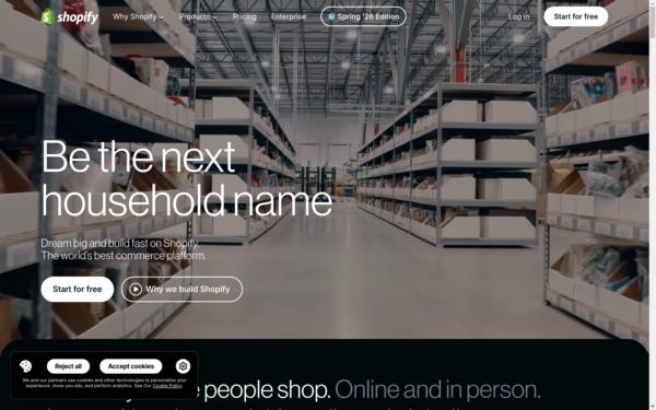Screenshot of shopify.com