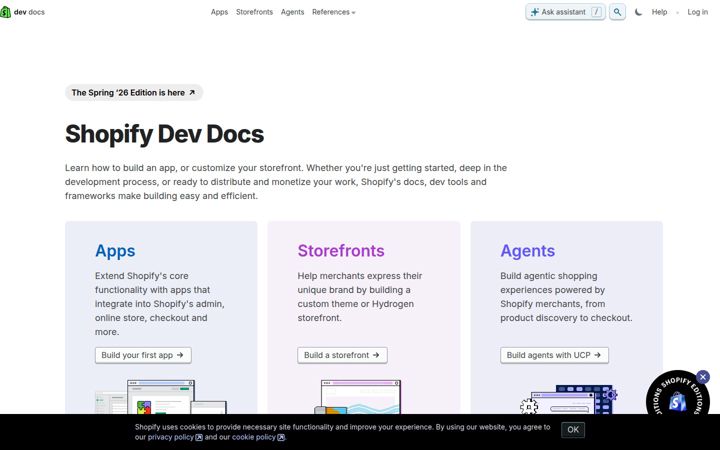 Screenshot of shopify.dev