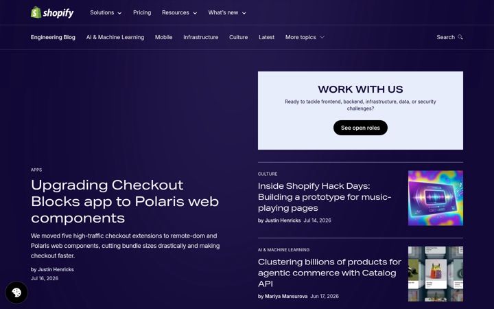 Screenshot of shopify.engineering