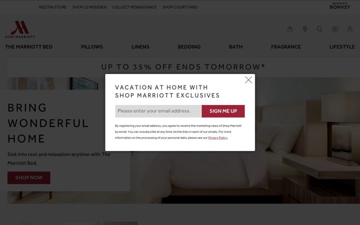 Screenshot of shopmarriott.com
