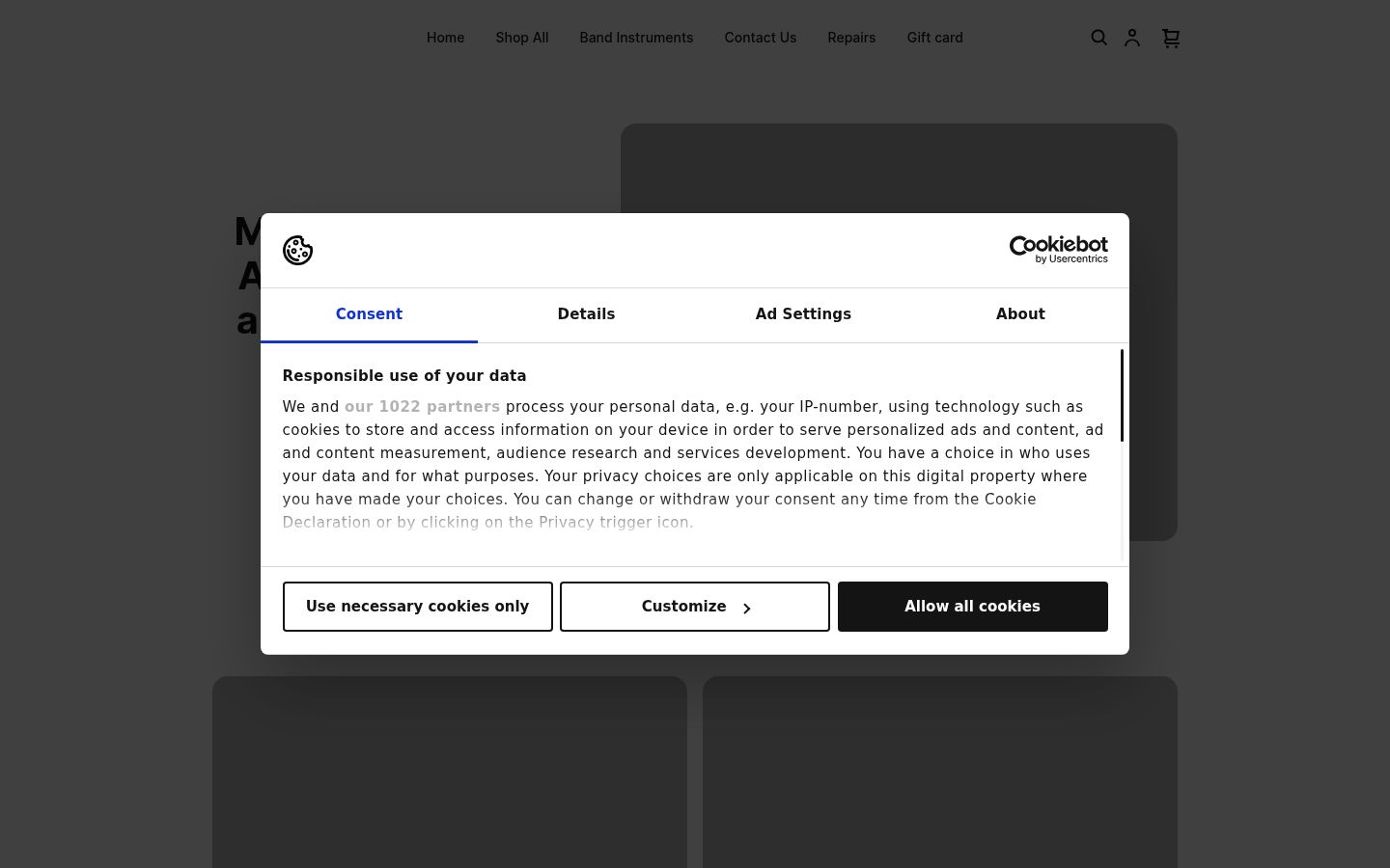 Capture d'écran de la bannière de consentement affichée avant toute interaction