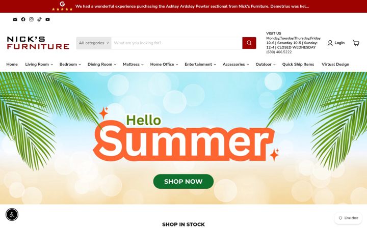 Ekrānuzņēmums no shopnicksfurniture.com