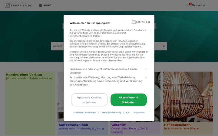 Screenshot of shopping.de