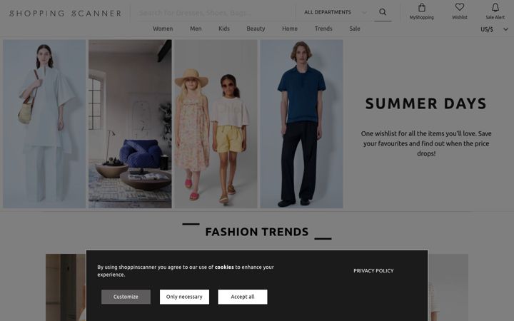 Screenshot of shoppingscanner.com