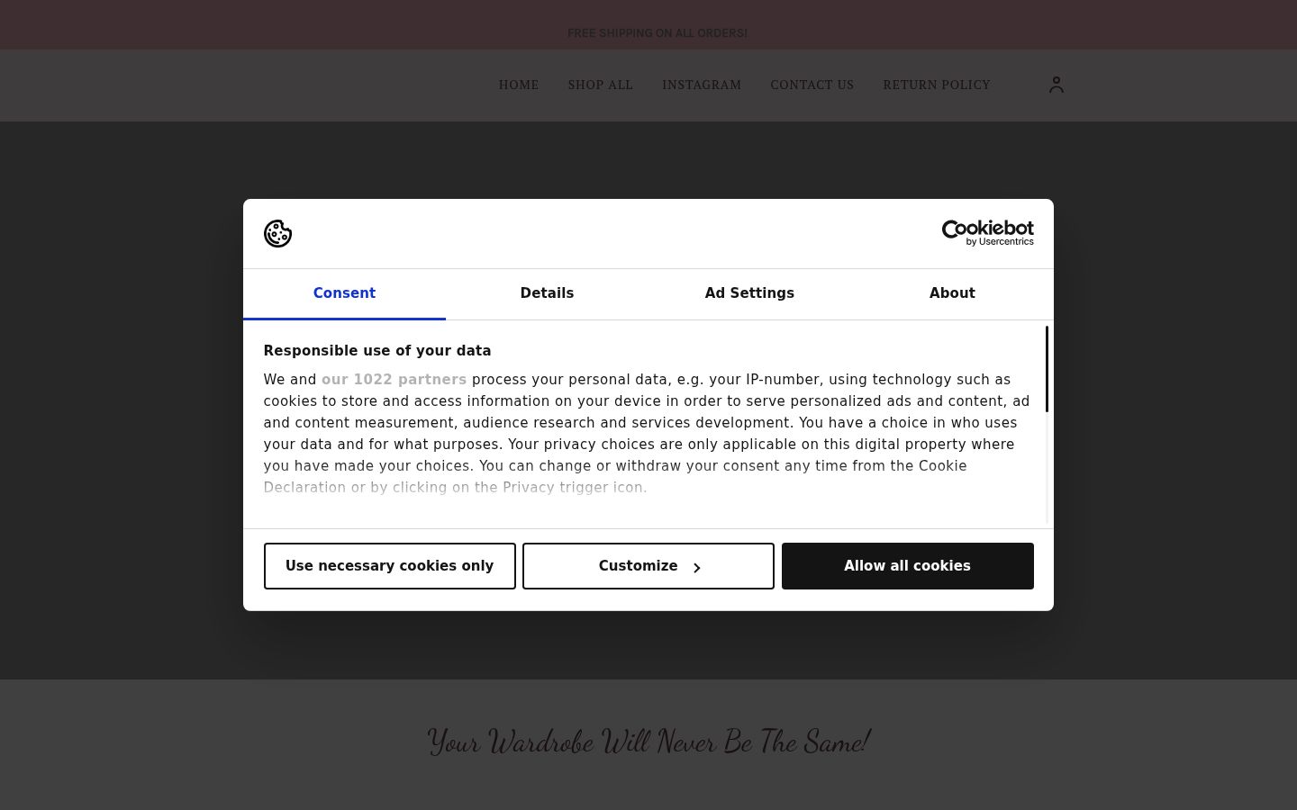 Screenshot del banner di consenso mostrato prima di qualsiasi interazione