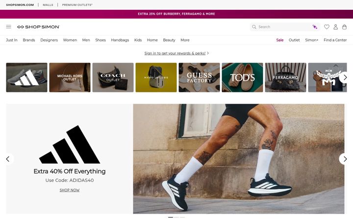 Screenshot of shoppremiumoutlets.com