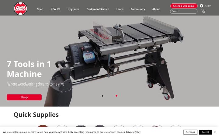 Screenshot of shopsmith.com