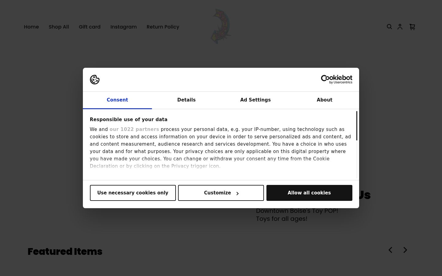 Screenshot van de toestemmingsbanner zoals getoond vóór enige interactie