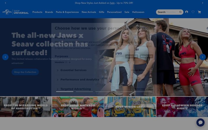 Screenshot of shopuniversal.com