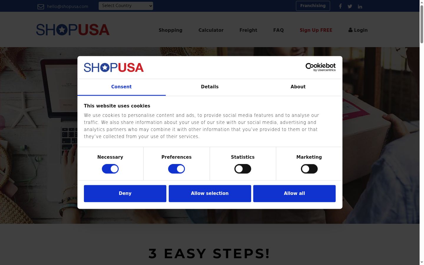 Screenshot of the consent banner shown before any interaction