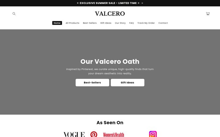 Screenshot of shopvalcero.com