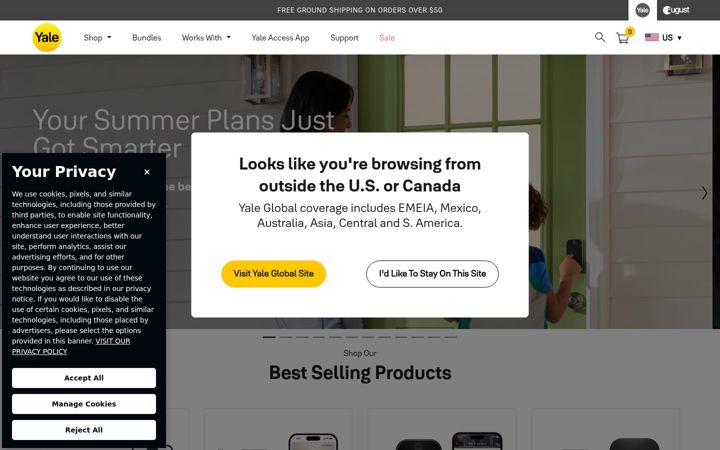 Screenshot of shopyalehome.com