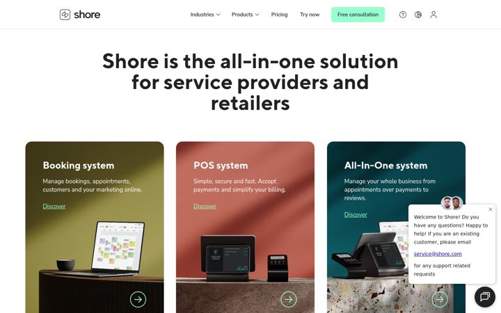 Snímek obrazovky shore.com