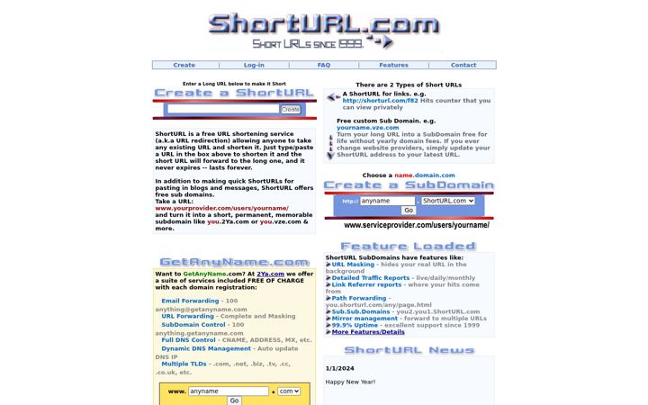 Screenshot of shorturl.com